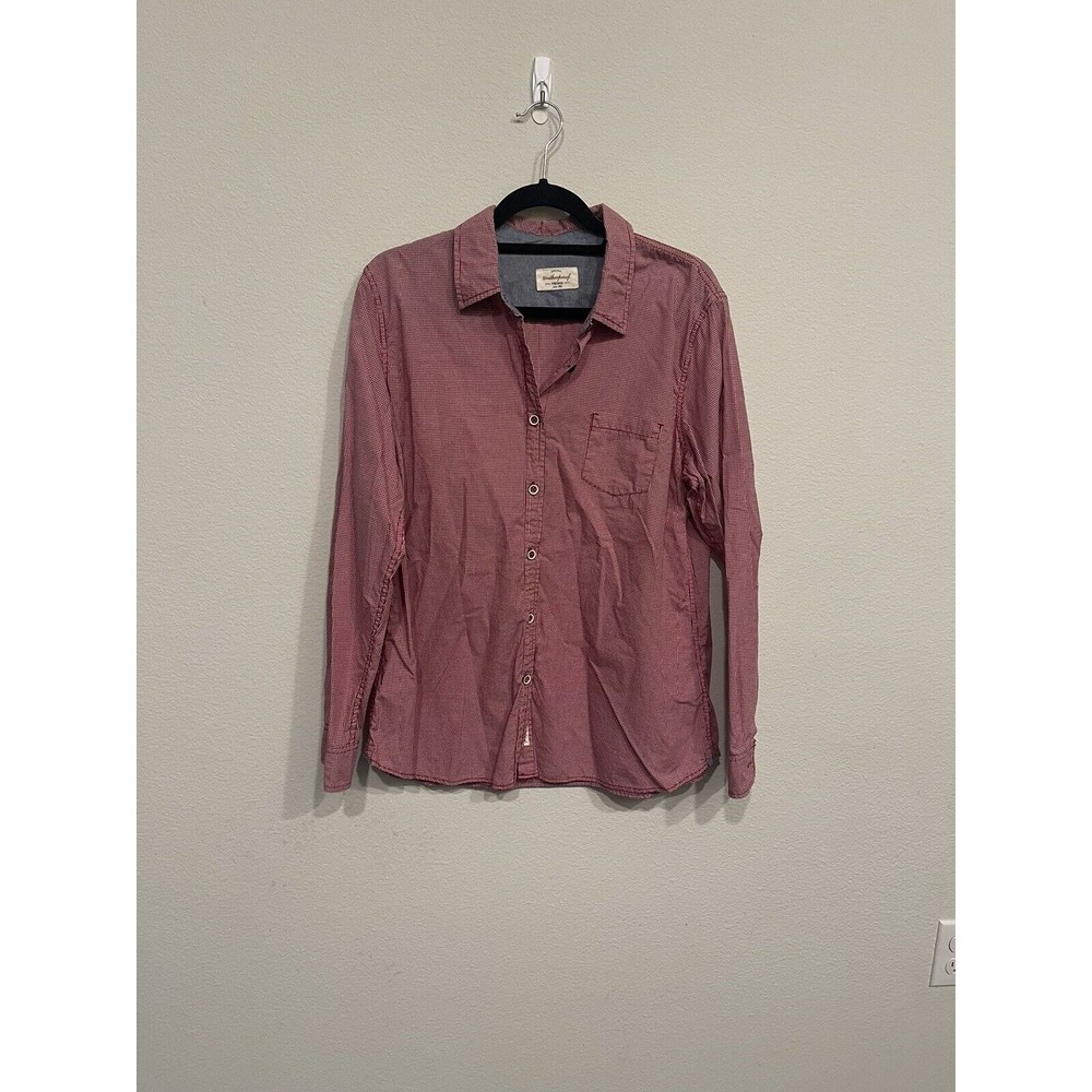 Weatherproof Vintage Mens Cotton Collared Button-Down Shirt Top